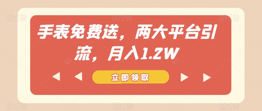 手表免费送，两大平台引流，月入1.2W【揭秘】-最全资源库
