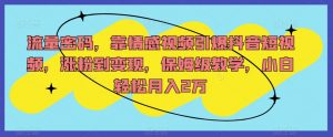 流量密码，靠情感视频引爆抖音短视频，涨粉到变现，保姆级教学，小白轻松月入2万【揭秘】-最全资源库
