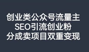 创业类公众号流量主,SEO引流创业粉,分成卖项目双重变现【揭秘】-最全资源库