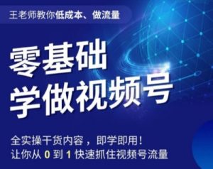 王老师教你低成本、做流量，零基础学做视频号，0-1快速抓住视频号流量-最全资源库