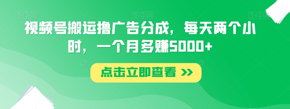 视频号搬运撸广告分成,每天两个小时,一个月多赚5000+-最全资源库