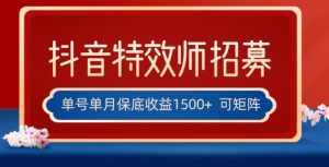 全网首发抖音特效师最新玩法,单号保底收益1500+,可多账号操作,每天操作十分钟【揭秘】-最全资源库