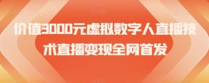 价值3000元虚拟数字人直播技术直播变现全网首发【揭秘】-最全资源库