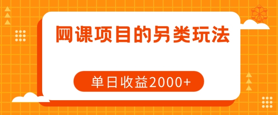 网课项目的另类玩法，单日收益2000+【揭秘】-最全资源库