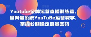 Youtube金牌运营直播训练营，国内最系统YouTuBe运营教学，掌握长期稳定流量密码-最全资源库