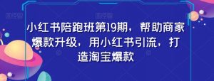 小红书陪跑班第19期，帮助商家爆款升级，用小红书引流，打造淘宝爆款-最全资源库