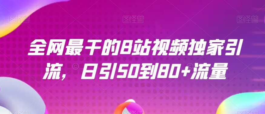 全网最干的B站视频独家引流，日引50到80+流量【揭秘】-最全资源库