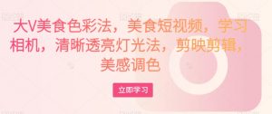 大V美食色彩法，美食短视频，学习相机，清晰透亮灯光法，剪映剪辑，美感调色-最全资源库