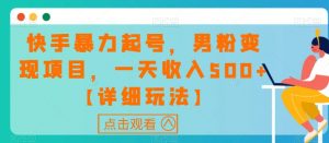 快手暴力起号，男粉变现项目，一天收入500+【详细玩法】【揭秘】-最全资源库