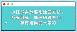 小红书实战落地运营方法，系统训练，抓住搞钱方向，跟有结果的人学习-最全资源库