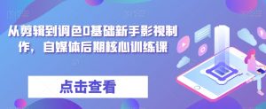 从剪辑到调色0基础新手影视制作,自媒体后期核心训练课-最全资源库