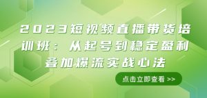 2023短视频直播带货培训班：从起号到稳定盈利叠加爆流实战心法（11节课）-最全资源库
