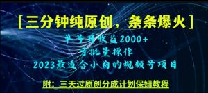 三分钟制作视频号纯原创，条条爆款，轻松月入过万【揭秘】-最全资源库