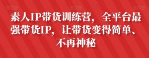 素人IP带货训练营,全平台最强带货IP,让带货变得简单、不再神秘-最全资源库
