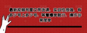 最新视频号图文带货课，实战性很强，有多少号上多少号，等着爆单就行，操作非常简单-最全资源库