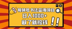 视频号书法蓝海项目，玩法简单，日入1000+【揭秘】-最全资源库