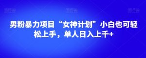 男粉暴力项目“女神计划”小白也可轻松上手,单人日入上千+【揭秘】-最全资源库