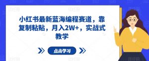 小红书最新蓝海编程赛道，靠复制粘贴，月入2W+，实战式教学【揭秘】-最全资源库