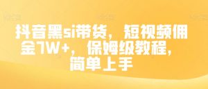 抖音黑si带货，短视频佣金7W+，保姆级教程，简单上手【揭秘】-最全资源库