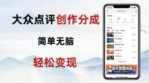 大众点评新玩法！零成本！新手也能每日轻松入袋300+！【揭秘】-最全资源库