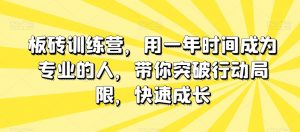 板砖训练营，用一年时间成为专业的人，带你突破行动局限，快速成长-最全资源库