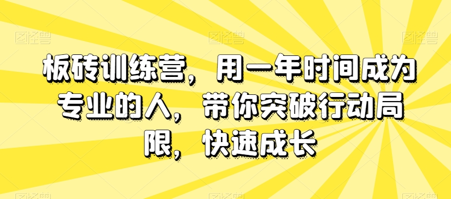 板砖训练营，用一年时间成为专业的人，带你突破行动局限，快速成长-最全资源库