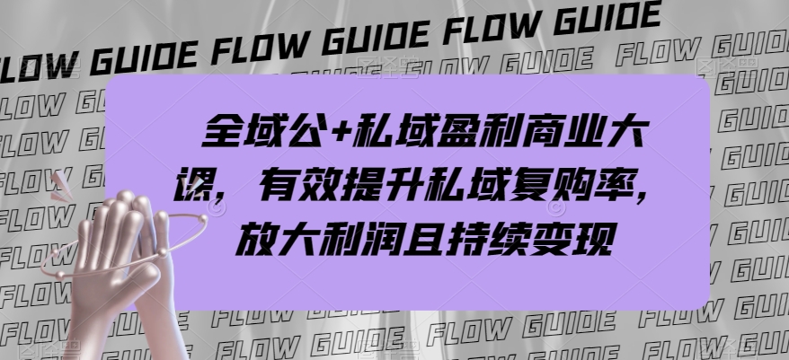 全域公+私域盈利商业大课,有效提升私域复购率,放大利润且持续变现-最全资源库