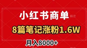 小红书商单最新玩法，8篇笔记涨粉1.6w，作品制作简单，月入8000+【揭秘】-最全资源库