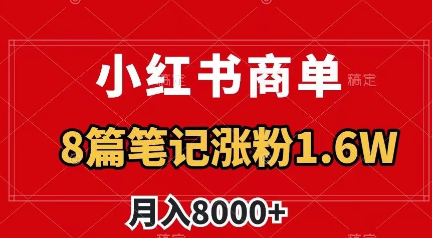 小红书商单最新玩法，8篇笔记涨粉1.6w，作品制作简单，月入8000+【揭秘】-最全资源库