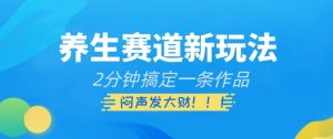 养生赛道新玩法，2分钟搞定一条作品，闷声发大财【揭秘】-最全资源库