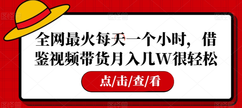 全网最火每天一个小时,借鉴视频带货月入几W很轻松【揭秘】-最全资源库