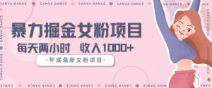 年底暴力女粉掘金项目5天变现1.5W+【揭秘】-最全资源库