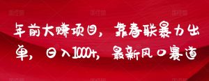 年前大赚项目，靠春联暴力出单，日入1000+，最新风口赛道【揭秘】-最全资源库