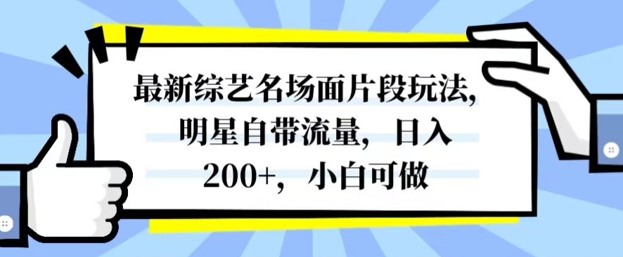 最新综艺名场面片段玩法，明星自带流量，日入200+，小白可做【揭秘】-最全资源库