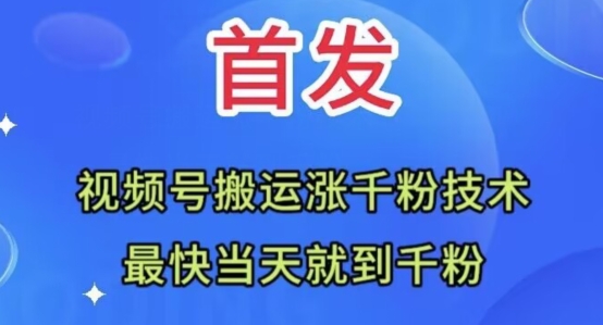 全网首发：视频号无脑搬运涨千粉技术，最快当天到千粉【揭秘】-最全资源库