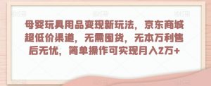 母婴玩具用品变现新玩法，京东商城超低价渠道，简单操作可实现月入2万+【揭秘】-最全资源库