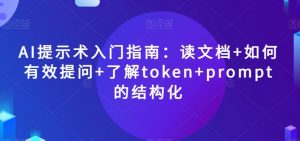 AI提示术入门指南：读文档+如何有效提问+了解token+prompt的结构化【揭秘】-最全资源库