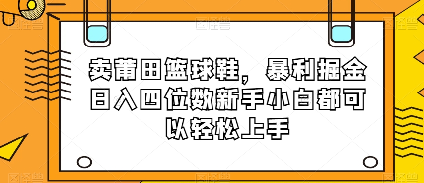 卖莆田篮球鞋,暴利掘金日入四位数新手小白都可以轻松上手【揭秘】-最全资源库