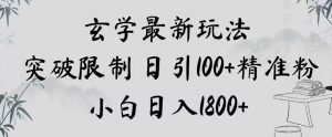 玄学新玩法，突破限制，日引100+精准粉，小白日入1800+【揭秘】-最全资源库