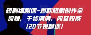 短剧编剧课-爆款短剧创作全流程，干货满满，内容权威【20节视频课】-最全资源库
