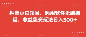 抖音小白项目，利用软件无脑搬运，收益裂变玩法日入500+【揭秘】-最全资源库