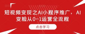 短视频变现之AI小程序推广,AI变脸从0-1运营全流程-最全资源库