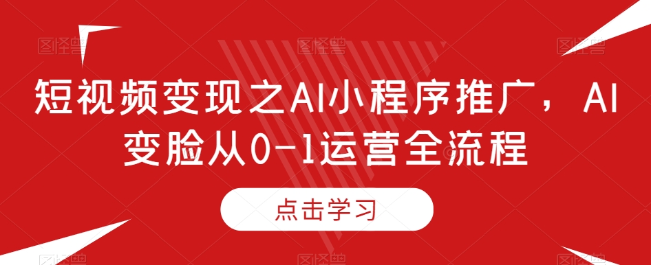 短视频变现之AI小程序推广,AI变脸从0-1运营全流程-最全资源库