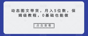 动态图文带货,月入5位数,保姆级教程,0基础也能做【揭秘】-最全资源库