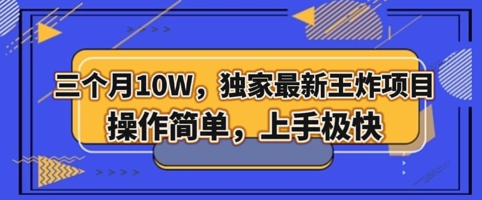 三个月10W，独家最新王炸项目！操作简单，上手极快【揭秘】-最全资源库