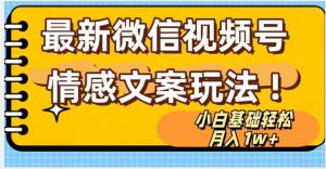 微信视频号情感文案最新玩法，小白轻松月入1万+无脑搬运【揭秘】-最全资源库