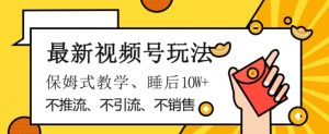 最新视频号玩法，不销售、不引流、不推广，躺着月入1W+，保姆式教学，小白轻松上手【揭秘】-最全资源库