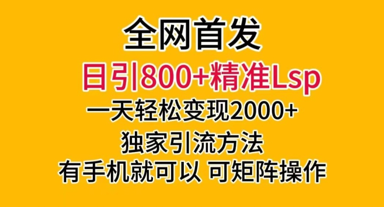 全网首发！日引800+精准老色批，一天变现2000+，独家引流方法，可矩阵操作【揭秘】-最全资源库