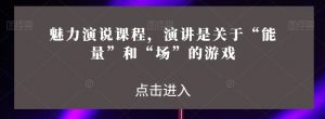 魅力演说课程,演讲是关于“能量”和“场”的游戏-最全资源库