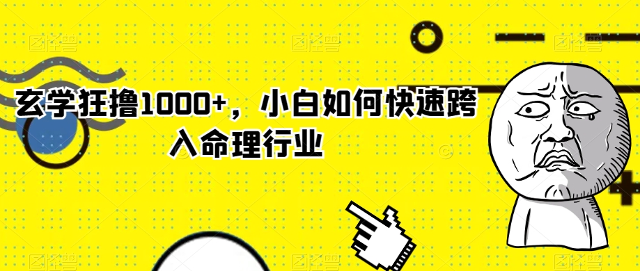 玄学狂撸1000+,小白如何快速跨入命理行业【揭秘】-最全资源库